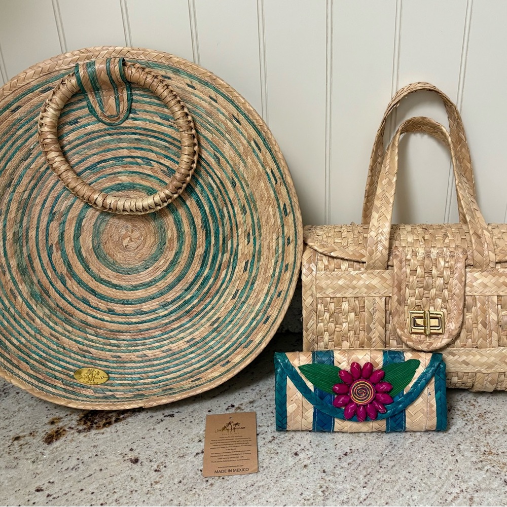 Sold as a set! Handwoven Straw Tote, Bag and Wallet.
